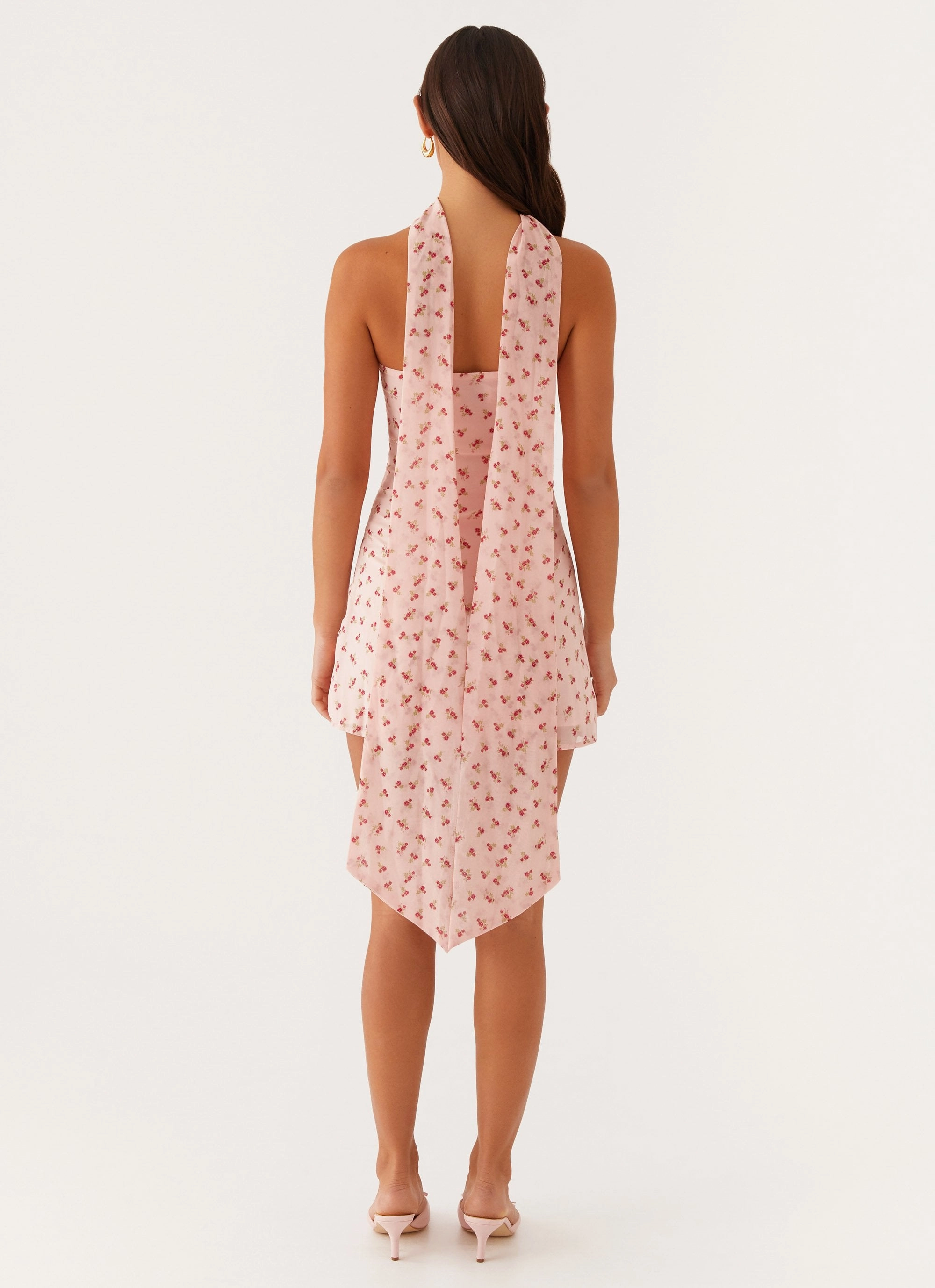 Kiesha Strapless Scarf Mini Dress - Pink Flower Cool Touch