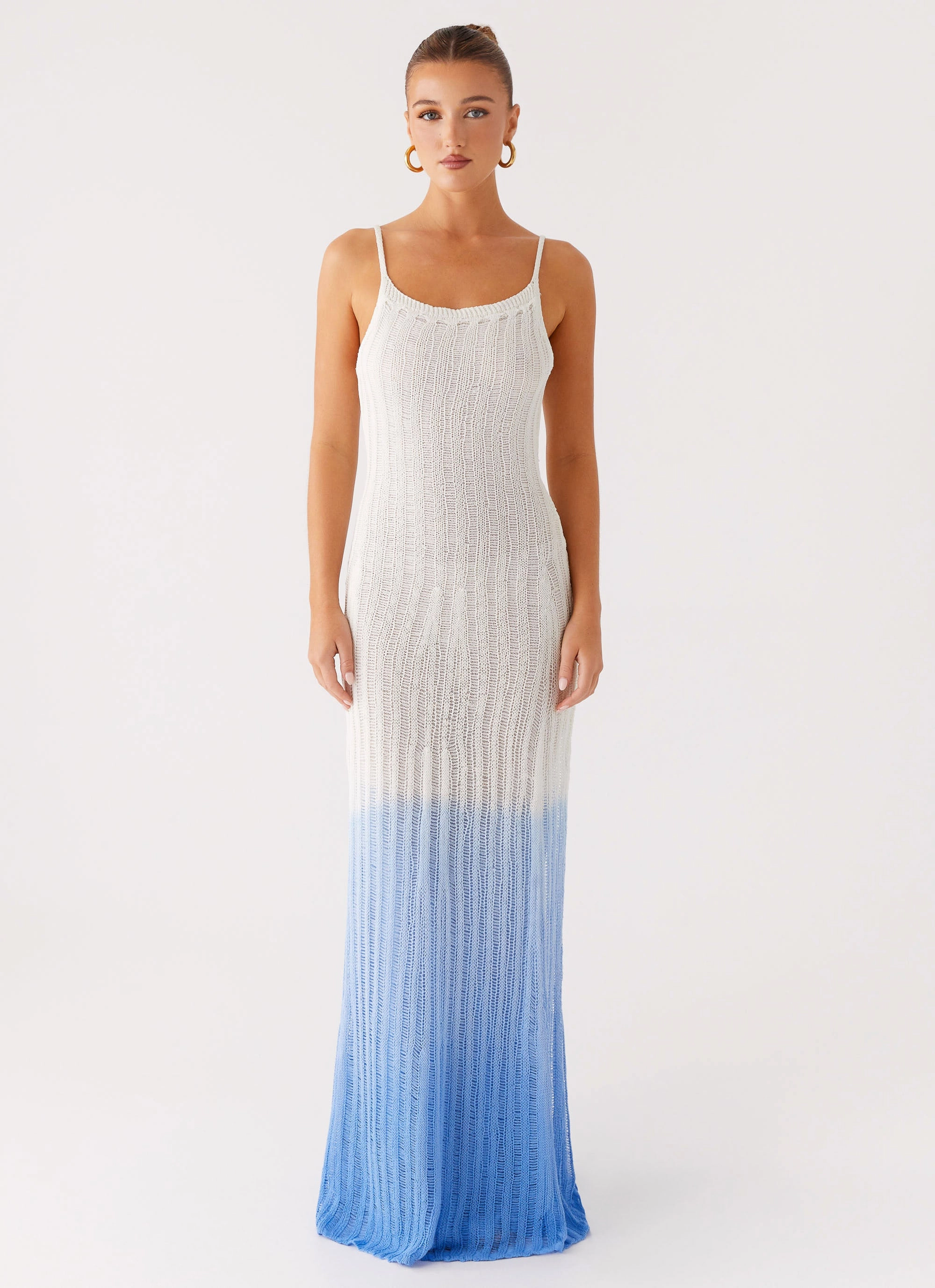wrap waist Vintage feel Kiki Maxi Dress - Ombre Blue