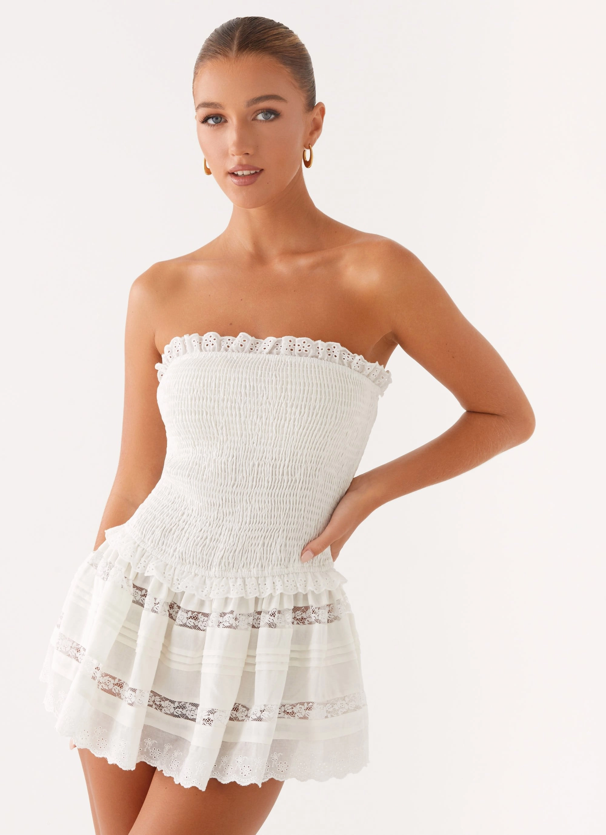 Modern-style Kimia Mini Dress - White