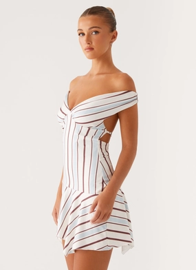 Kirby Mini Dress - Blue Stripe Travel Essential WideCollarDesign