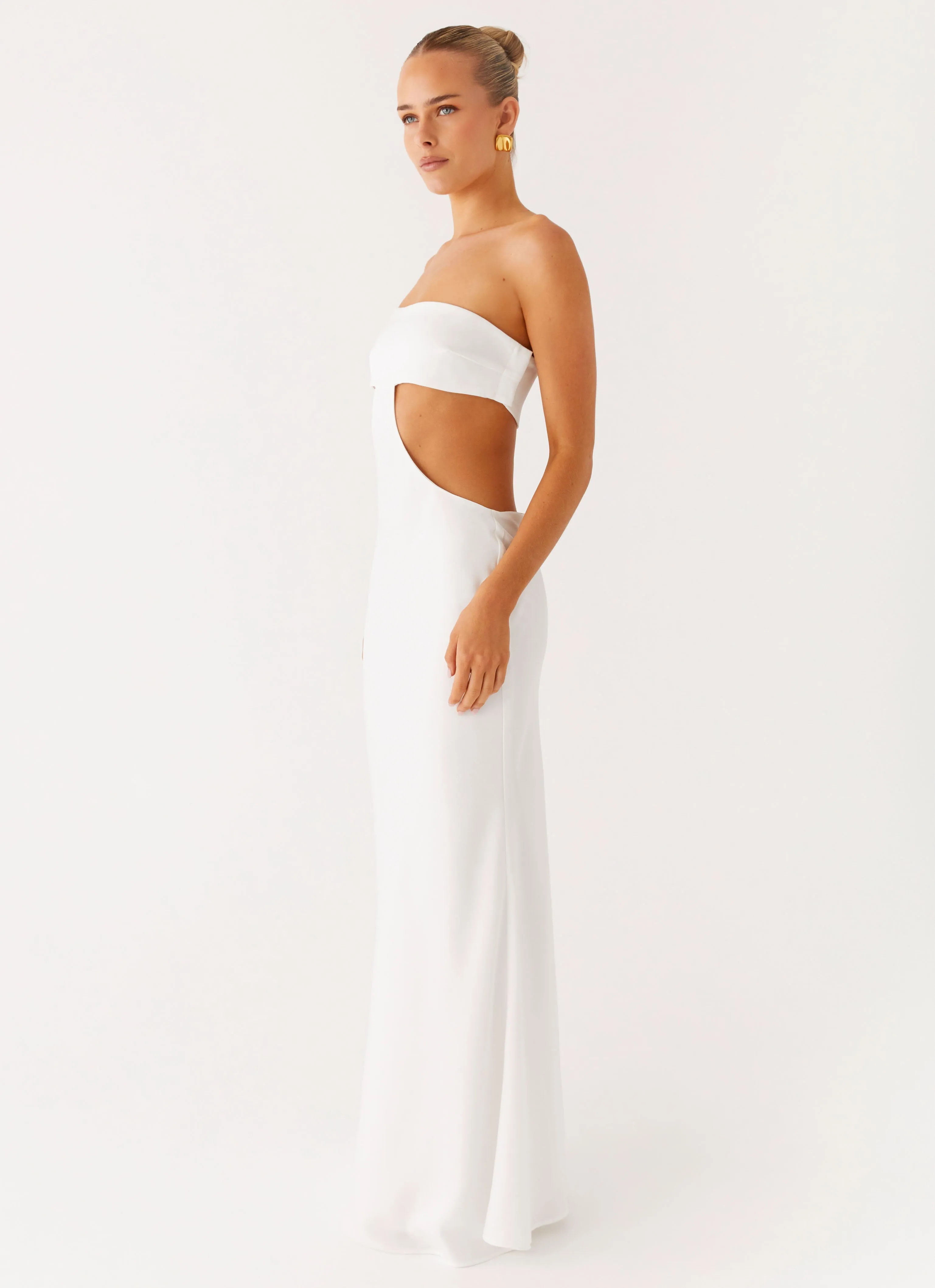Kiss Me Cut Out Maxi - Ivory Photo Light Stretchable