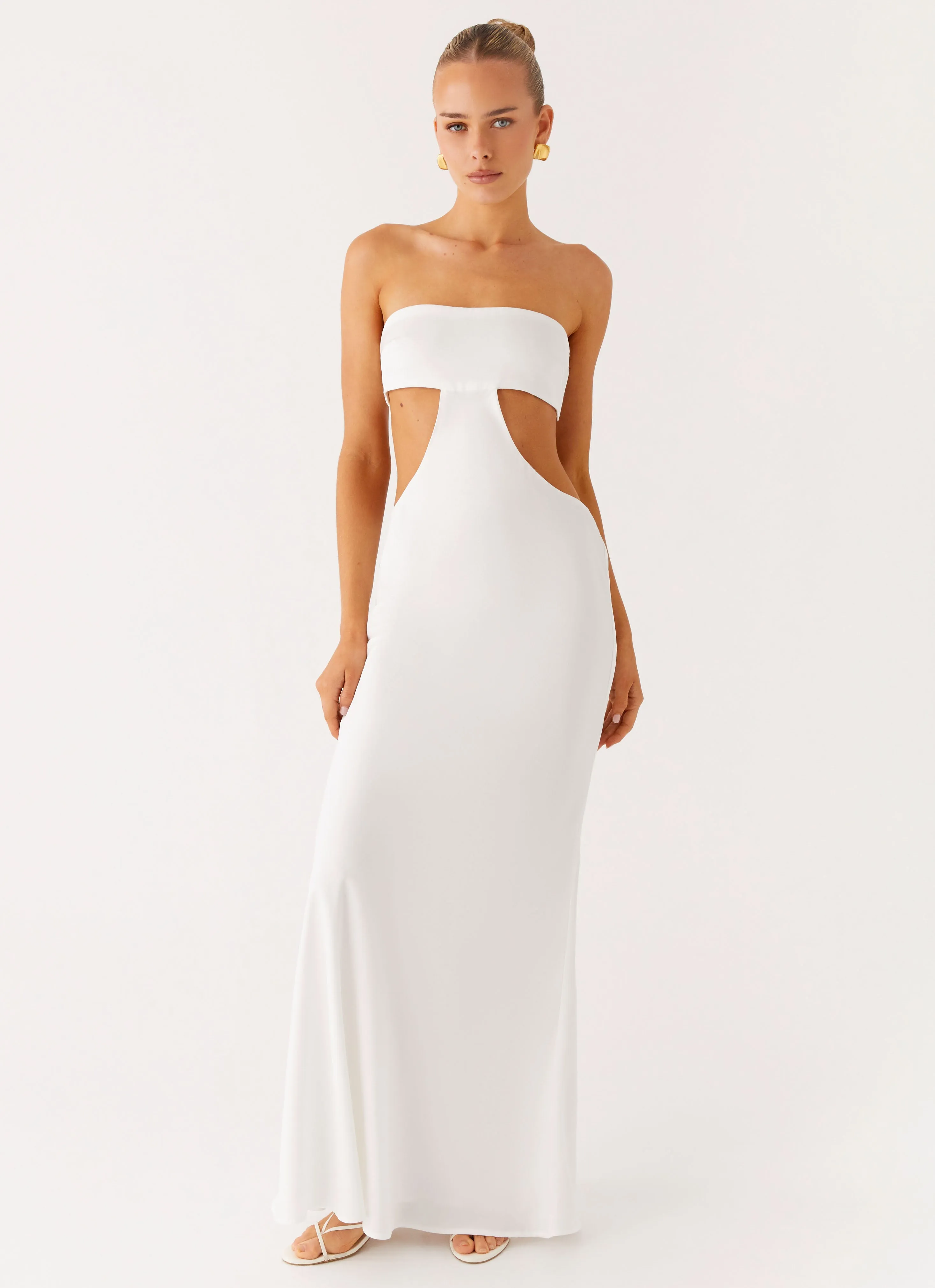 Kiss Me Cut Out Maxi - Ivory Bodycon-Fit