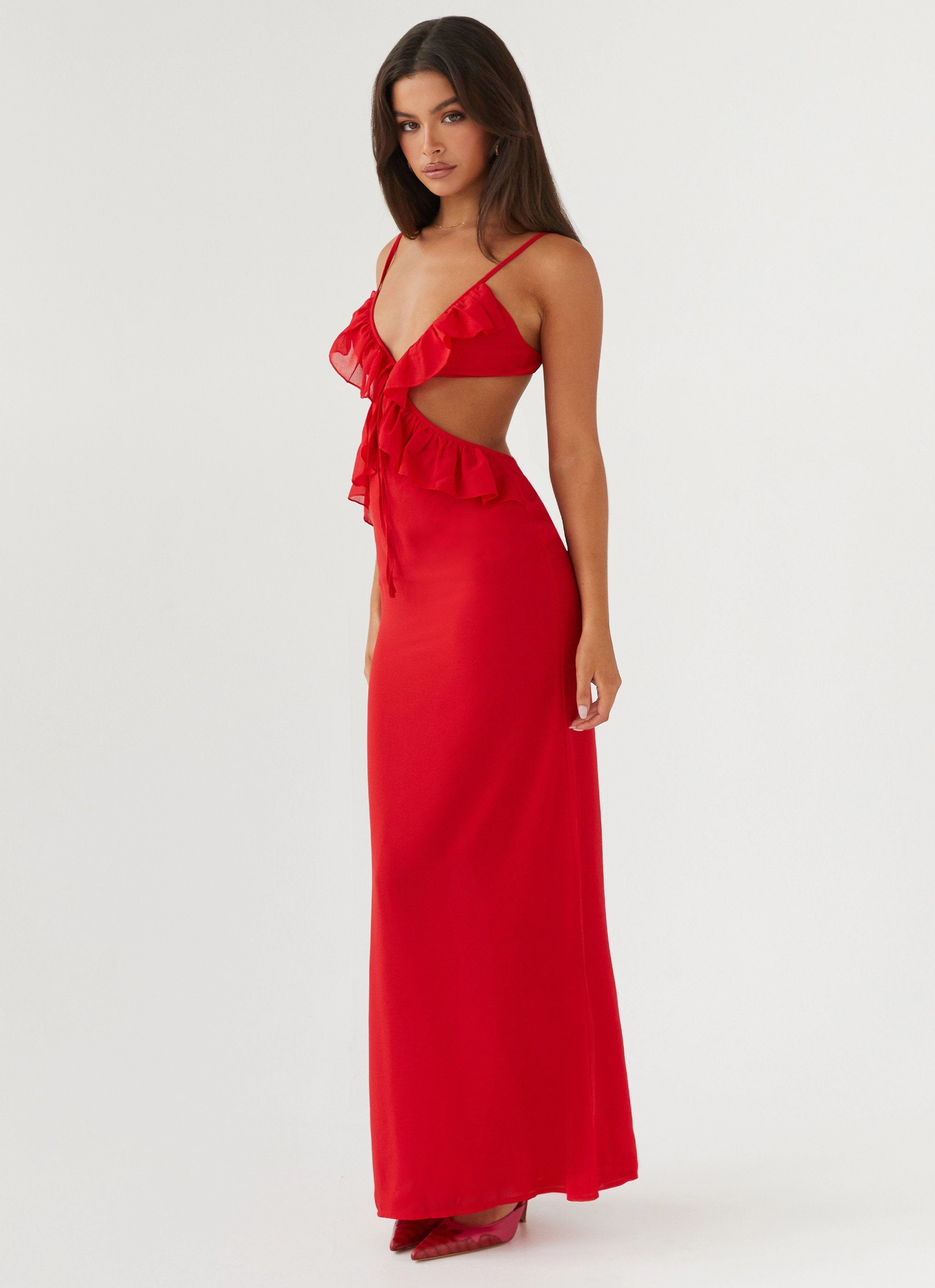 Easy-Storage Classic Appeal Klara Cut Out Maxi Dress - Red