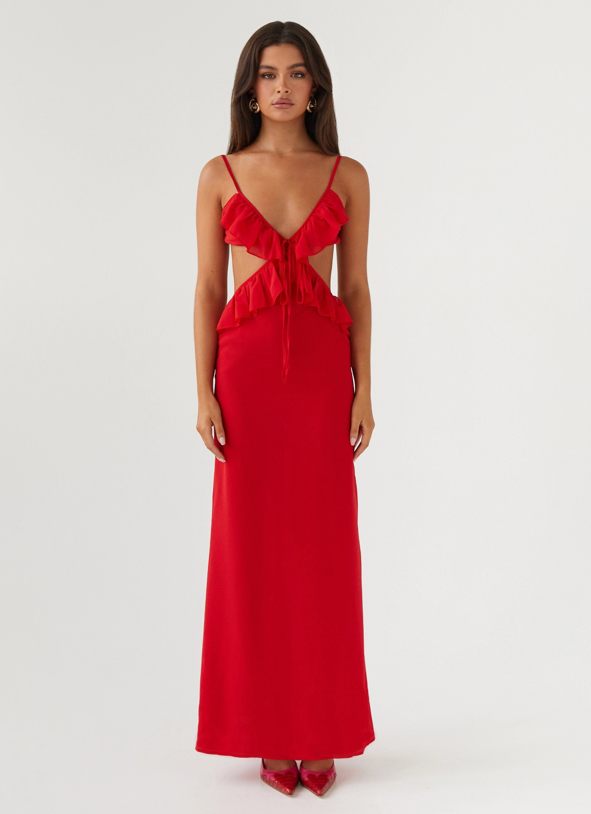 sweet moment Pure Fabric Klara Cut Out Maxi Dress - Red