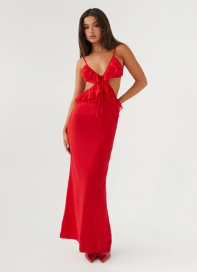 Klara Cut Out Maxi Dress - Red Dew Glow Gender Fluid