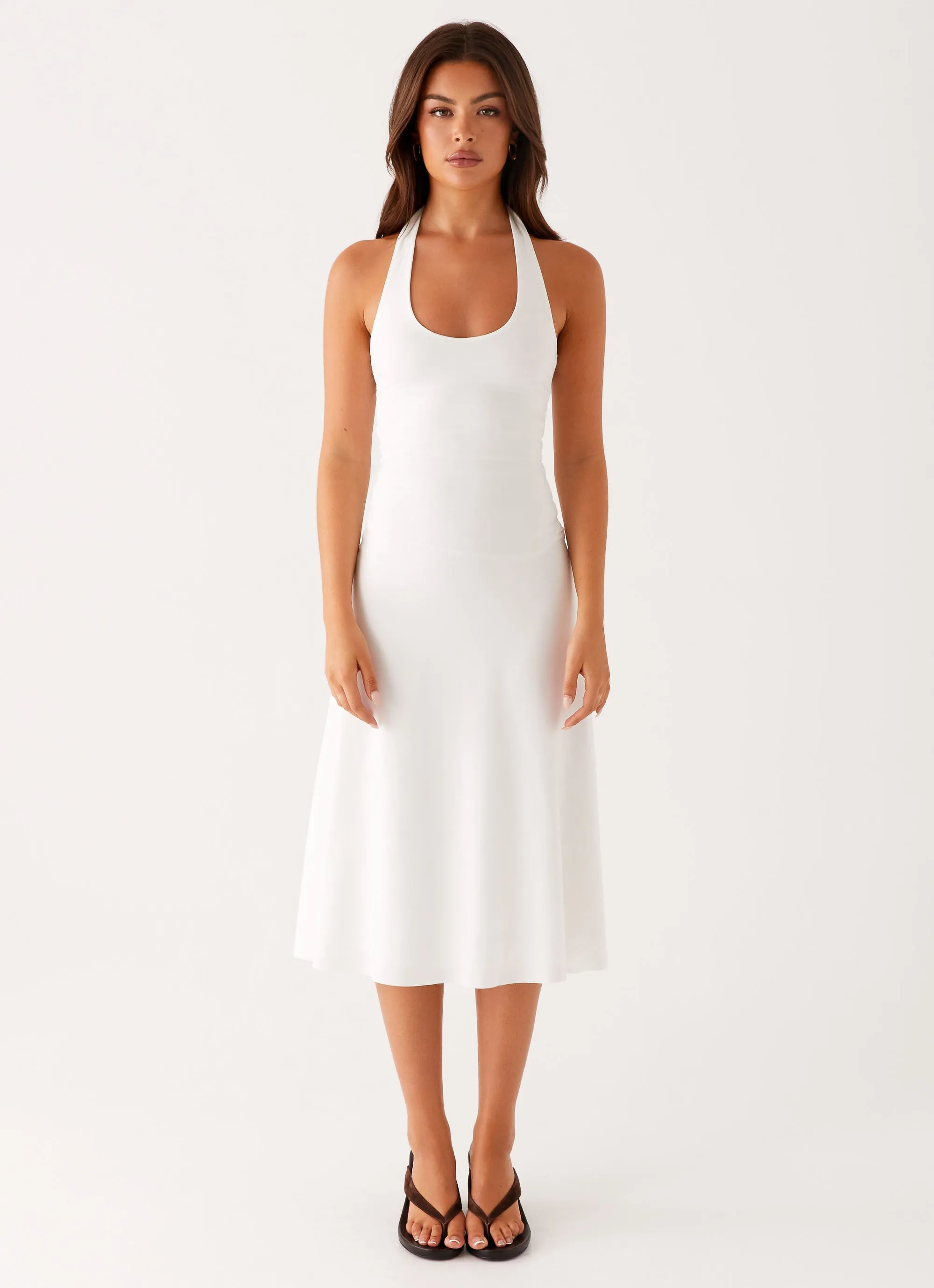 Timeless office dress Festive Wear Klyne Midi Dress - Ivory