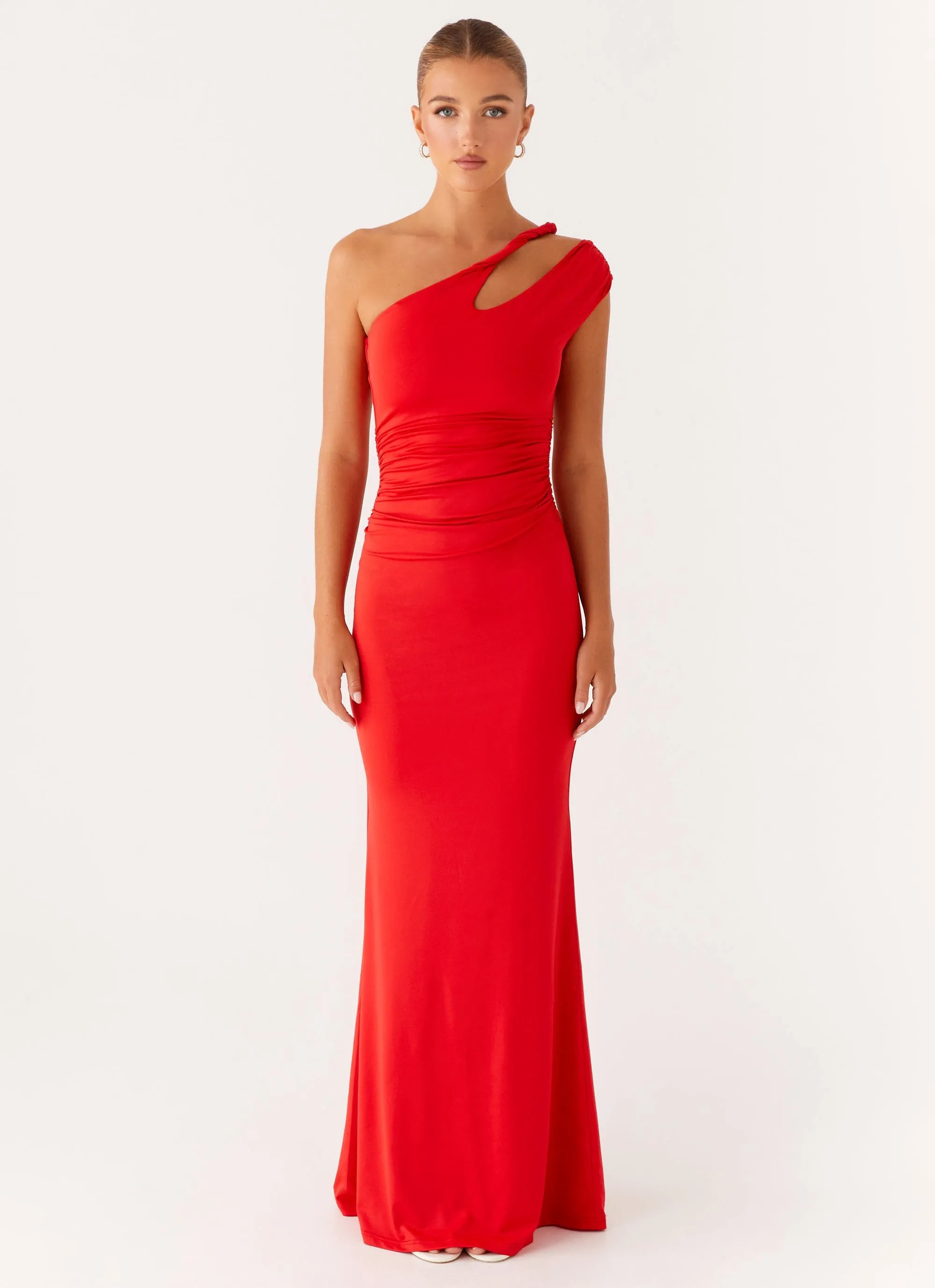 Lopez Maxi Dress - Tangerine Matte Fabric Soft and Stylish