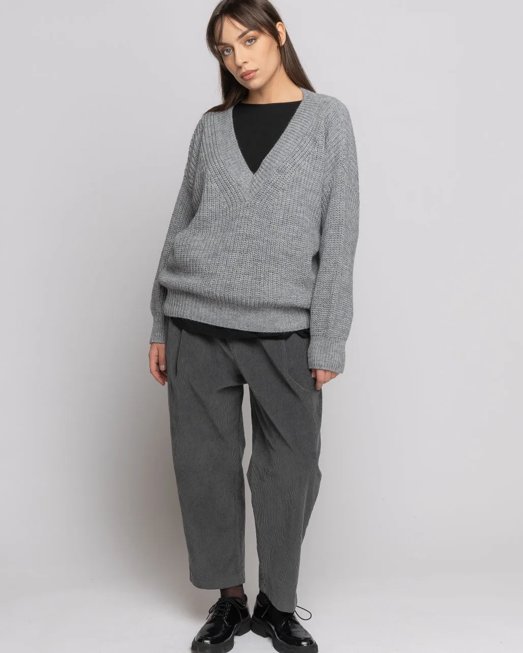 Knit Alpaca Blend V-Neck Sweater