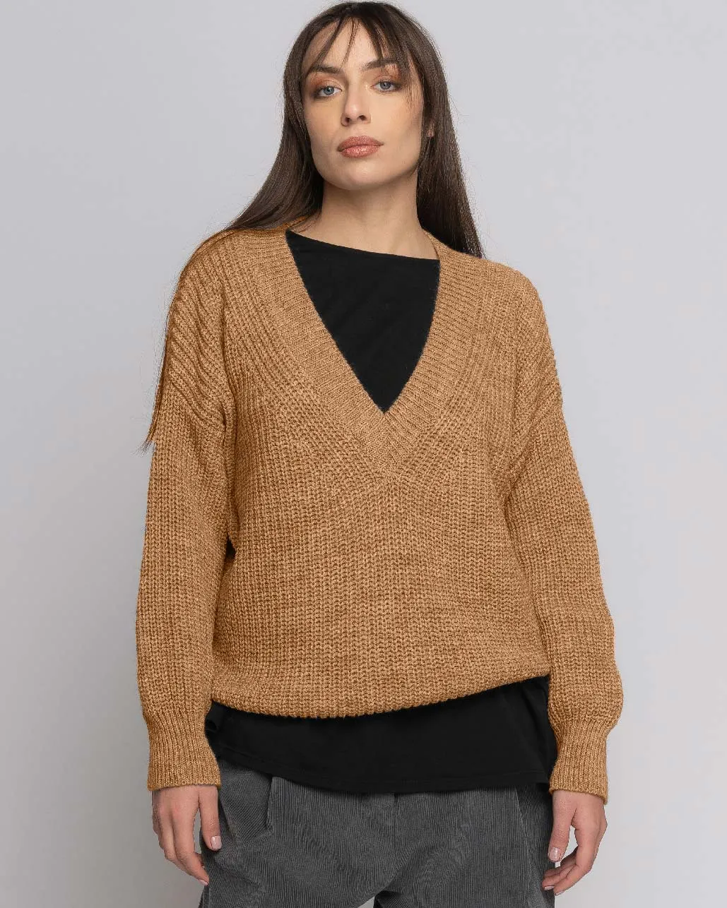 Knit Alpaca Blend V-Neck Sweater