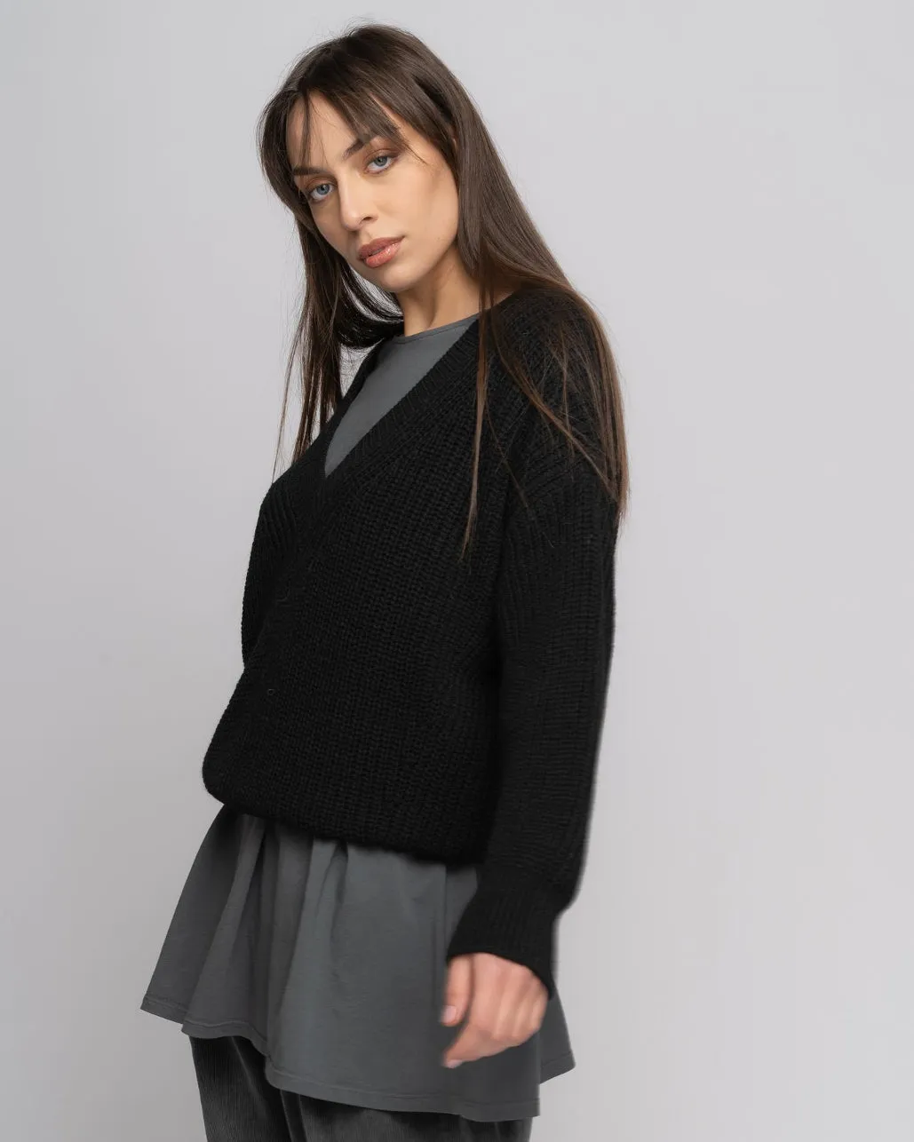 Knit Alpaca Blend V-Neck Sweater