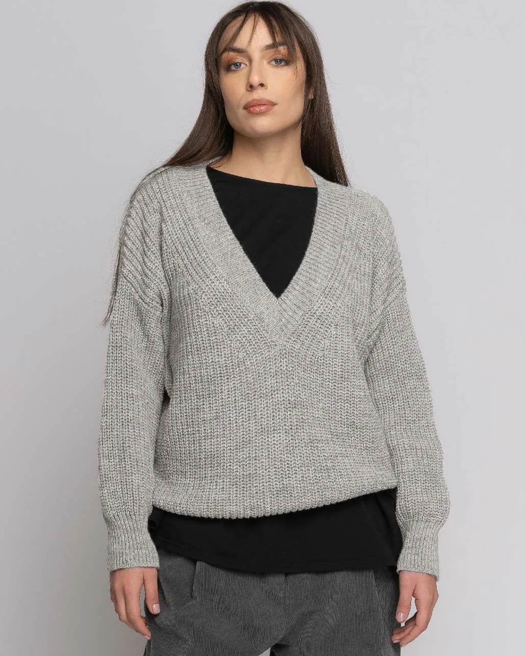 Knit Alpaca Blend V-Neck Sweater