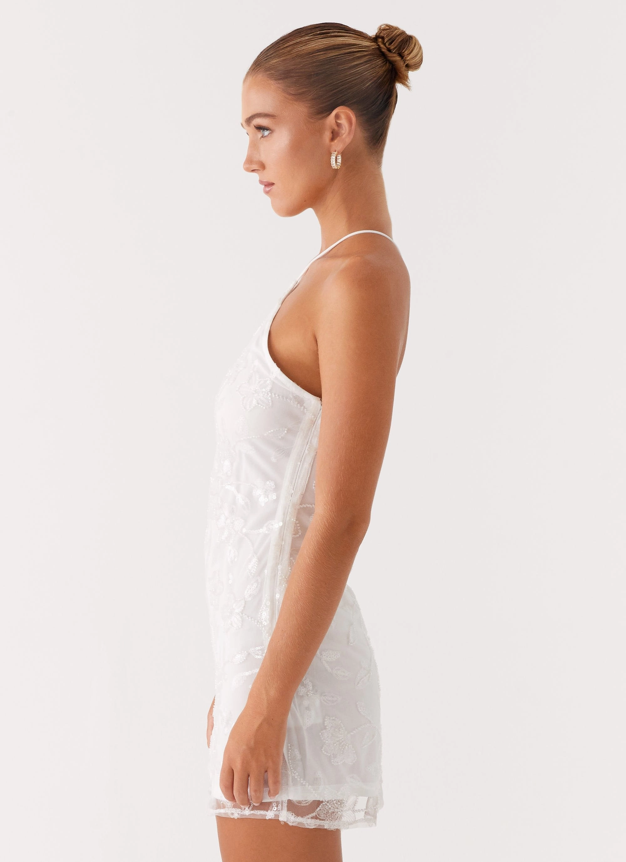Rumi Beaded Mini Dress - White Summer-Season Relaxed Line