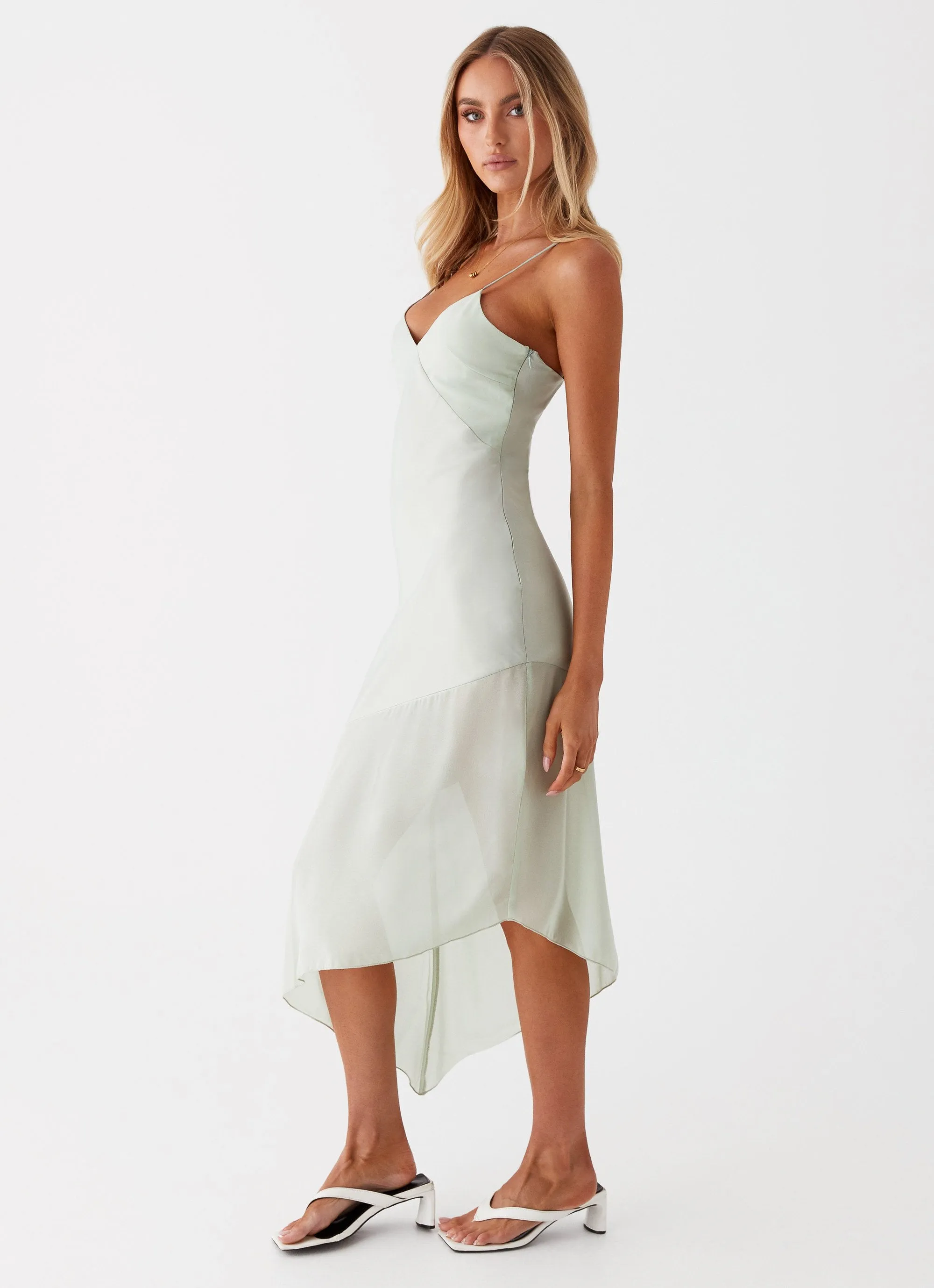 Flap-Detail Leia Midi Dress - Sage