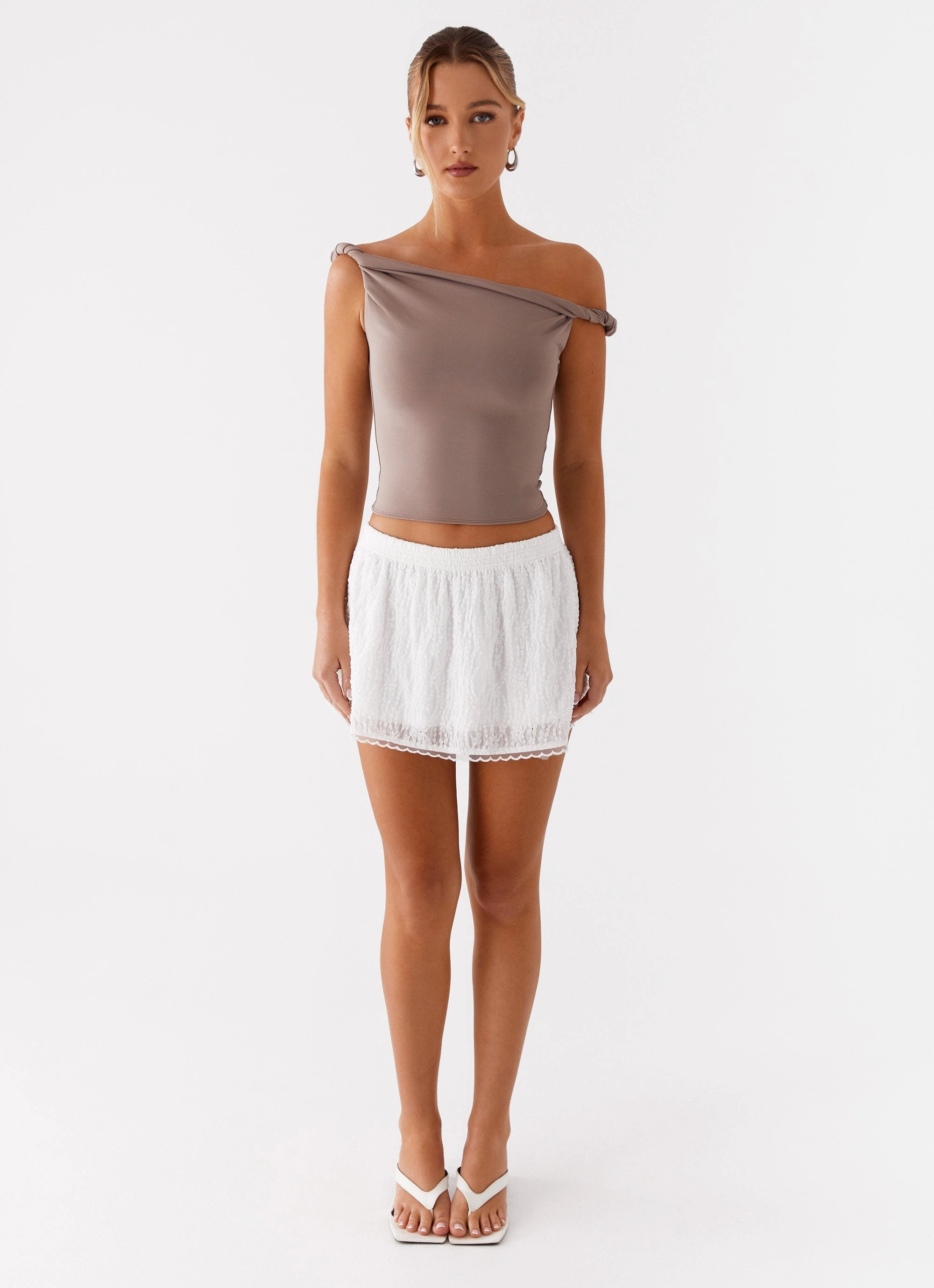 Chilly Weather Comfort All-Day Wear Korra Mini Skirt - White