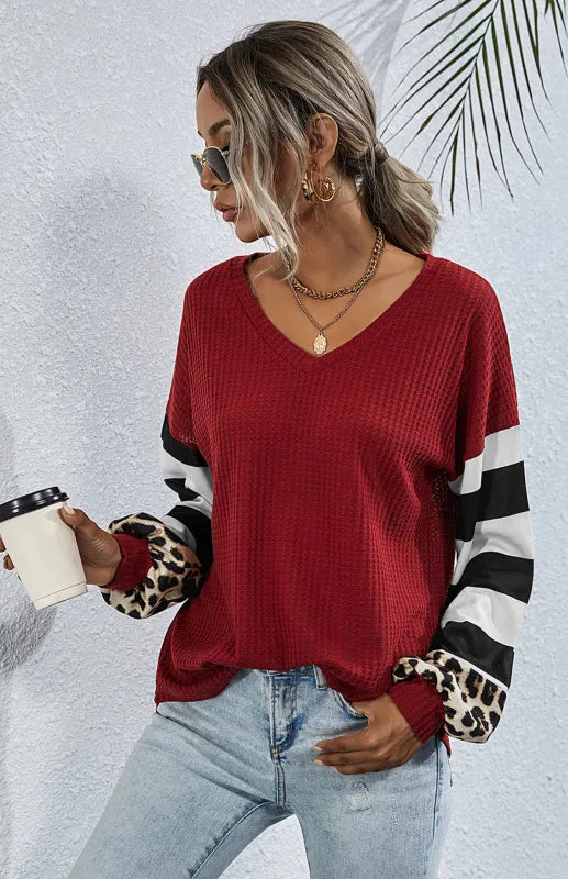 Krista Women's Striped Stitching Long-Sleeved T-Shirt