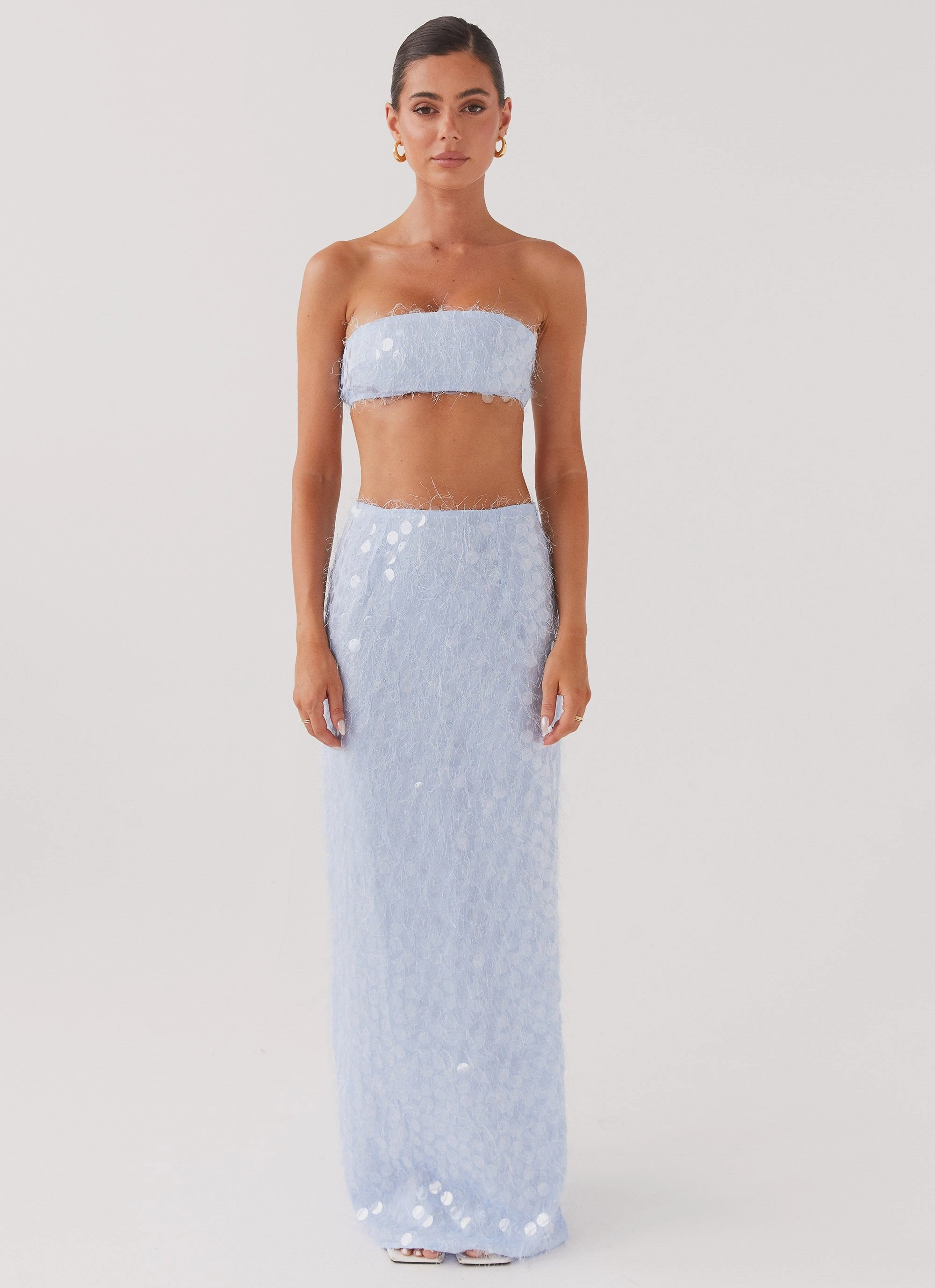 Office Attire Kyleigh Textured Sequin Bandeau Top - Lavender Mist