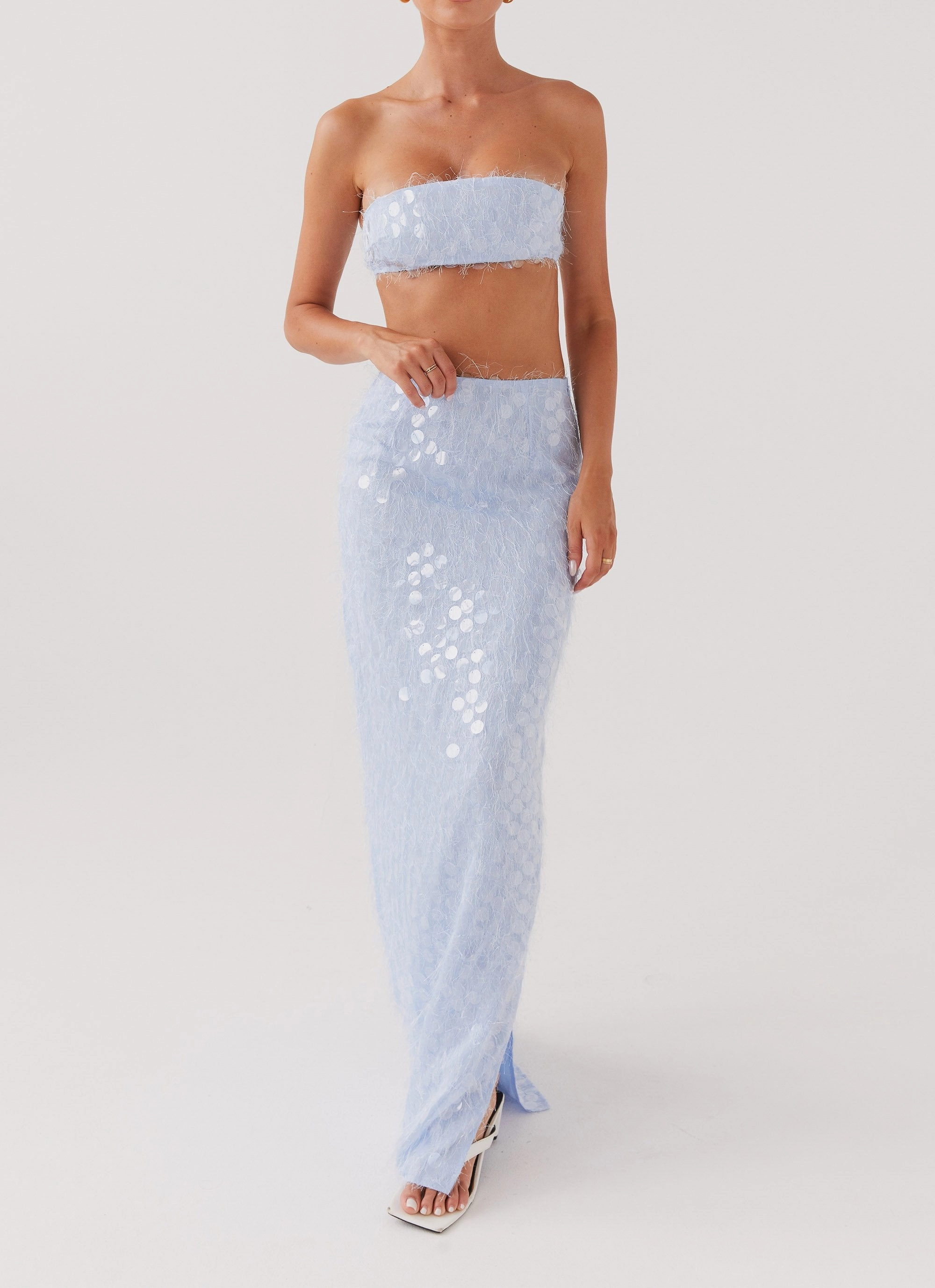 Kyleigh Textured Sequin Maxi Skirt - Lavender Mist CompressionPackableFabric