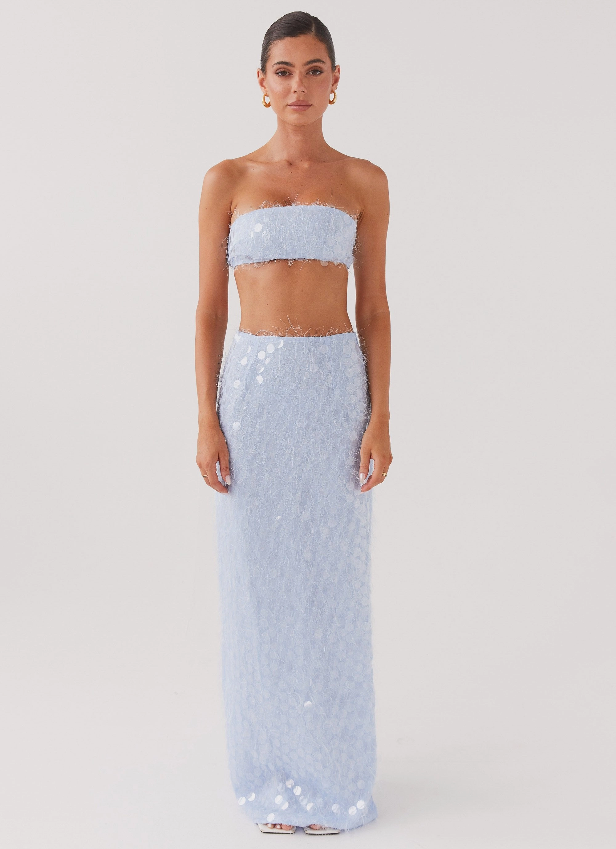WindproofTechnology Kyleigh Textured Sequin Maxi Skirt - Lavender Mist
