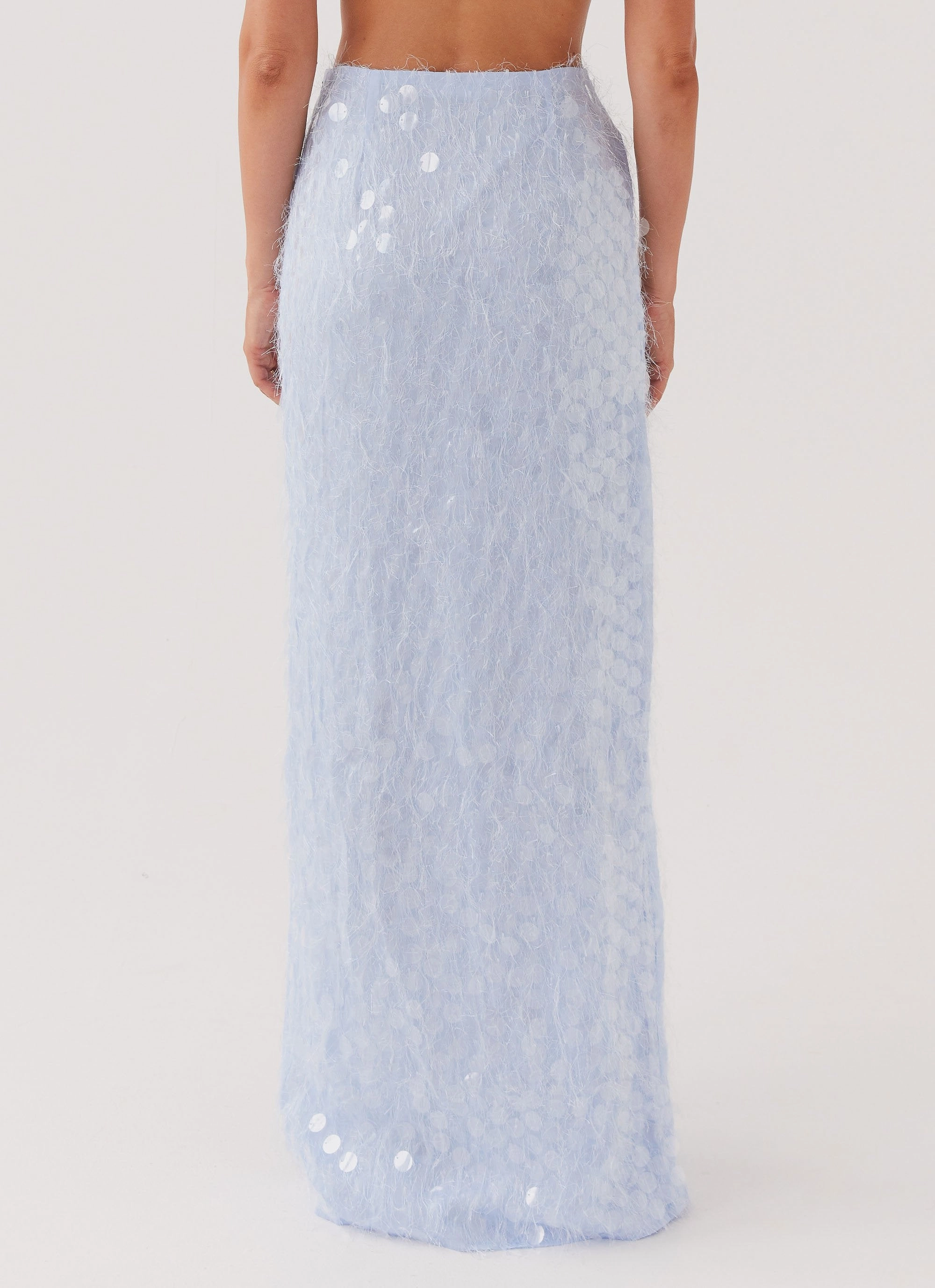 Kyleigh Textured Sequin Maxi Skirt - Lavender Mist Textured Finish Water Repellent Coating