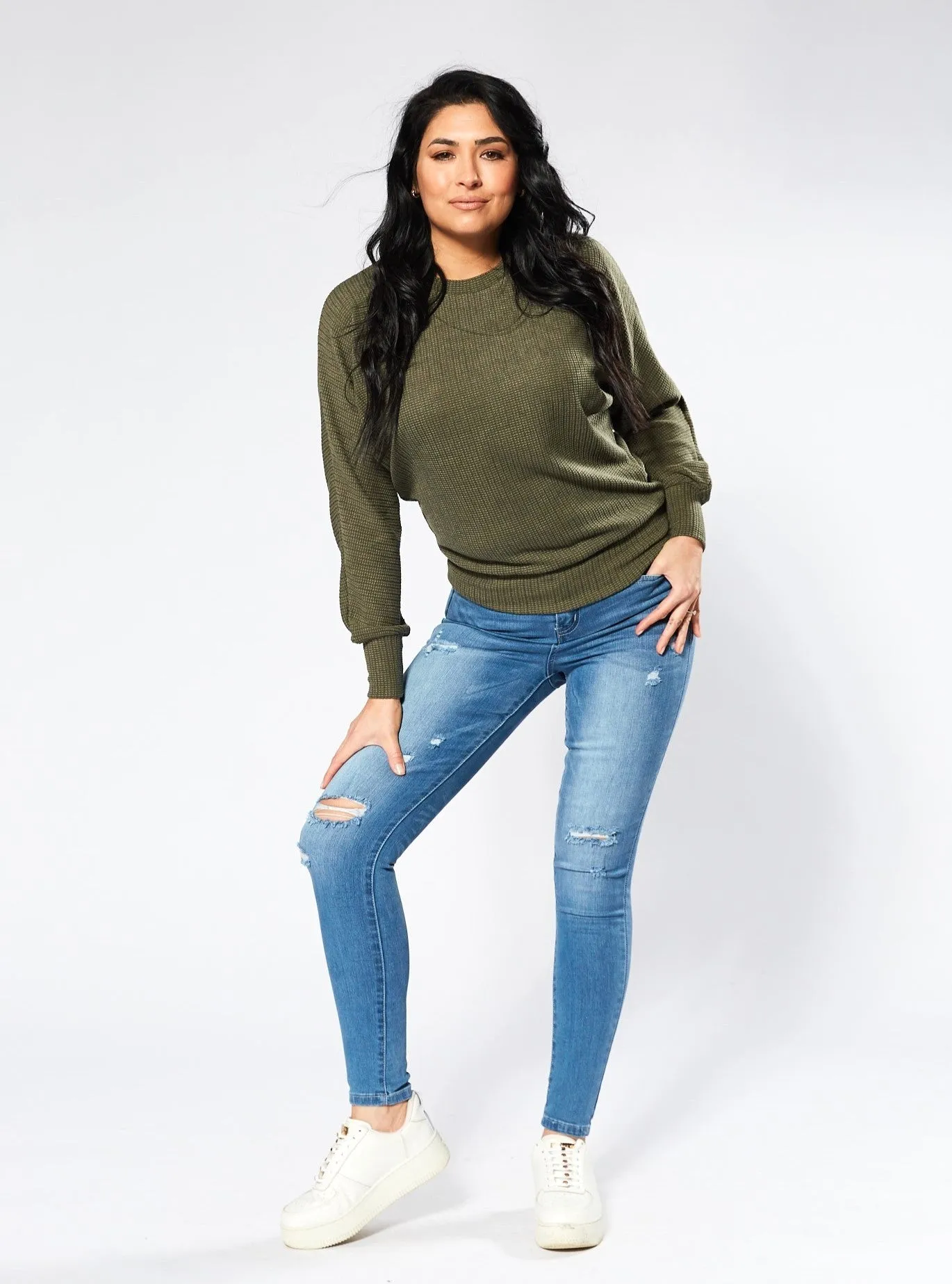 Kylie Ripped Skinny Jeans - Blue Wash