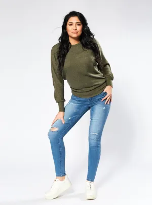 Kylie Ripped Skinny Jeans - Blue Wash