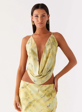 Kylo Cowl Top - Yellow Tie Dye UltraLightweight Summer Wardrobe