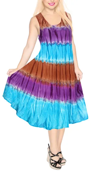 LA LEELA Rayon Tie Dye Hawaiian Long Swimsuit Caftan Red 583 Plus Size Red_H648