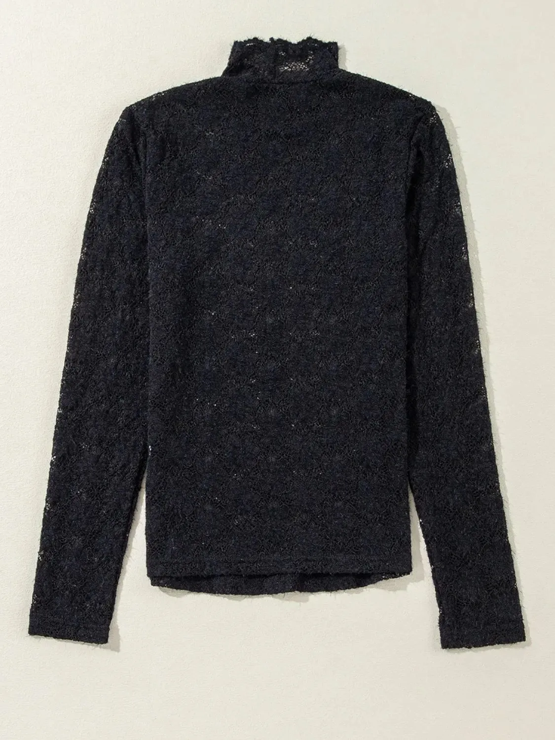 Lace Mock Neck Long Sleeve T-Shirt