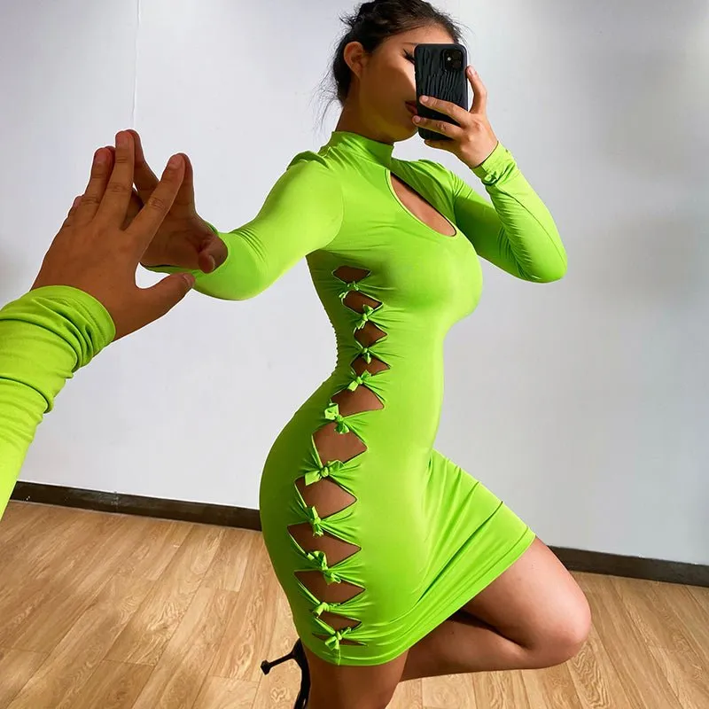Ladies Long Sleeve Side detail Bodycon Dress