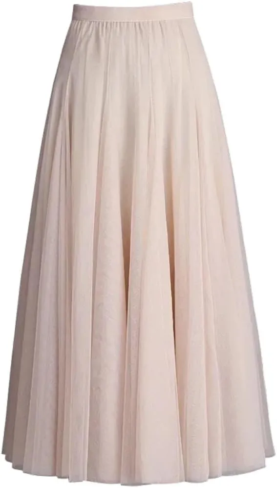 Ladies Solid Color High Waist Skirts Spring Summer Women's Tulle Pettiskirt Skirt