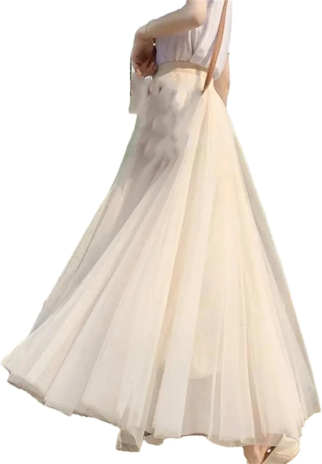 Ladies Solid Color High Waist Skirts Spring Summer Women's Tulle Pettiskirt Skirt