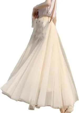 Ladies Solid Color High Waist Skirts Spring Summer Women's Tulle Pettiskirt Skirt