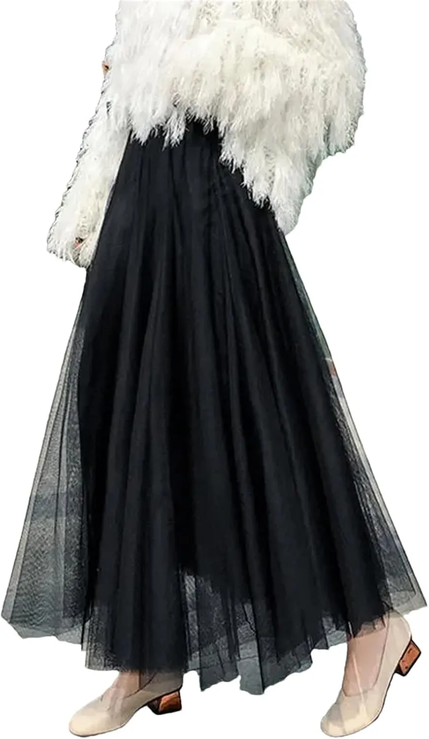 Ladies Solid Color High Waist Skirts Spring Summer Women's Tulle Pettiskirt Skirt
