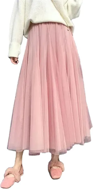 Ladies Solid Color High Waist Skirts Spring Summer Women's Tulle Pettiskirt Skirt