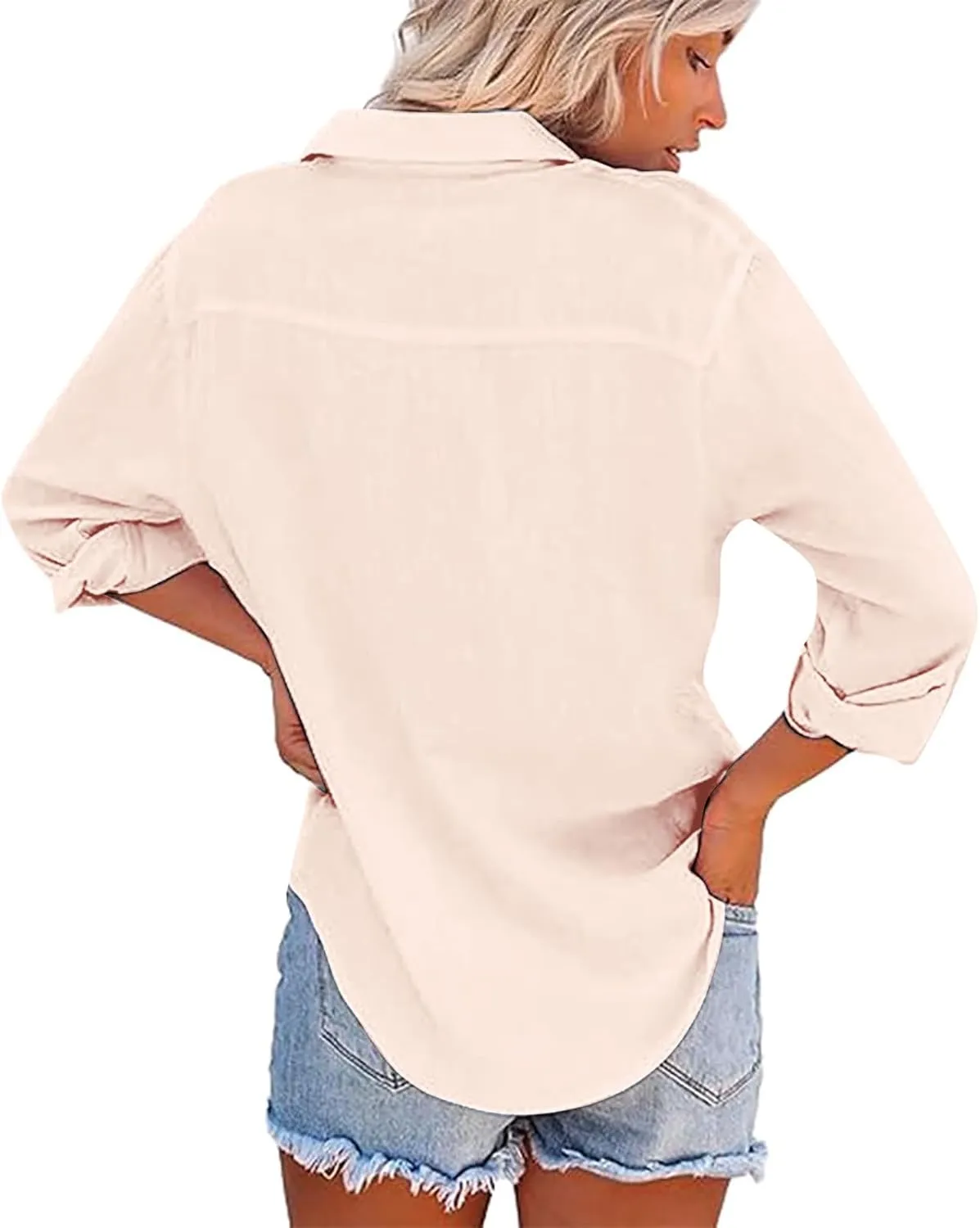 Ladies Summer Casual Linen Shirts for Men Sleeve Down Blouses Tops Denim Button Down Shirt Women Plus Size Button