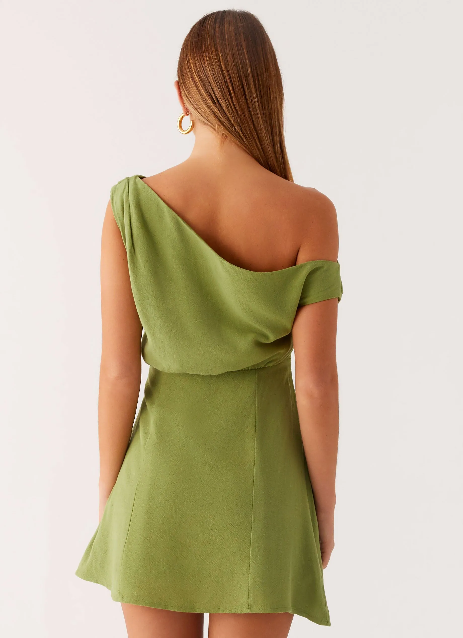 Dreamy Flow Flattering Silhouette Wear Lady Love Linen Mini Dress - Cactus