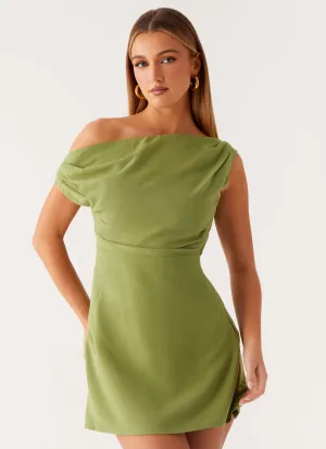 Lady Love Linen Mini Dress - Cactus Natural Silhouette Mood Booster