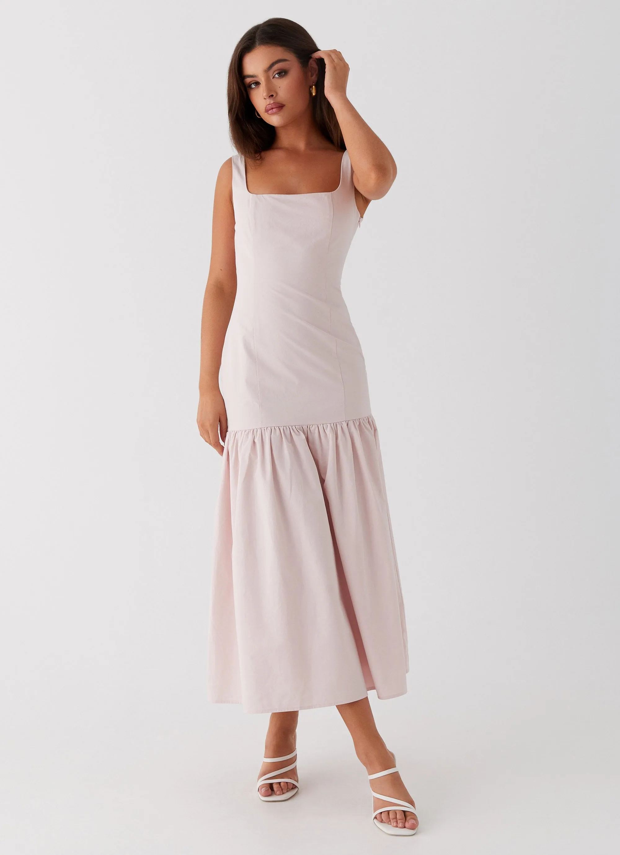 Ladylike Midi Dress - Pink Resort Outfit
