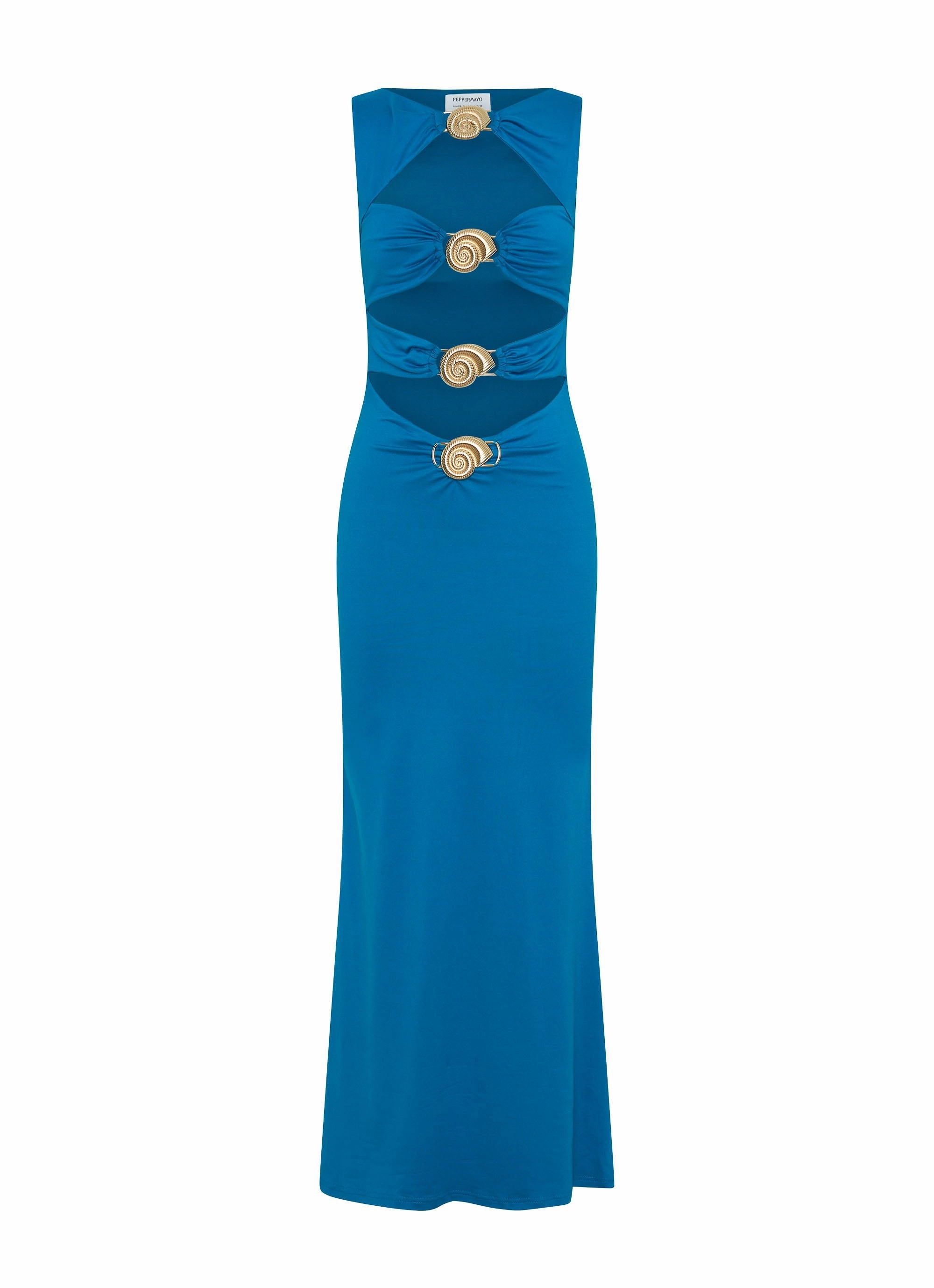 Lagoon Cut Out Maxi Dress - Royal Blue Pose Glow
