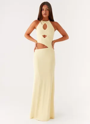 Lanah Cut Out Maxi Dress - Yellow Natural Silhouette Relax Fit