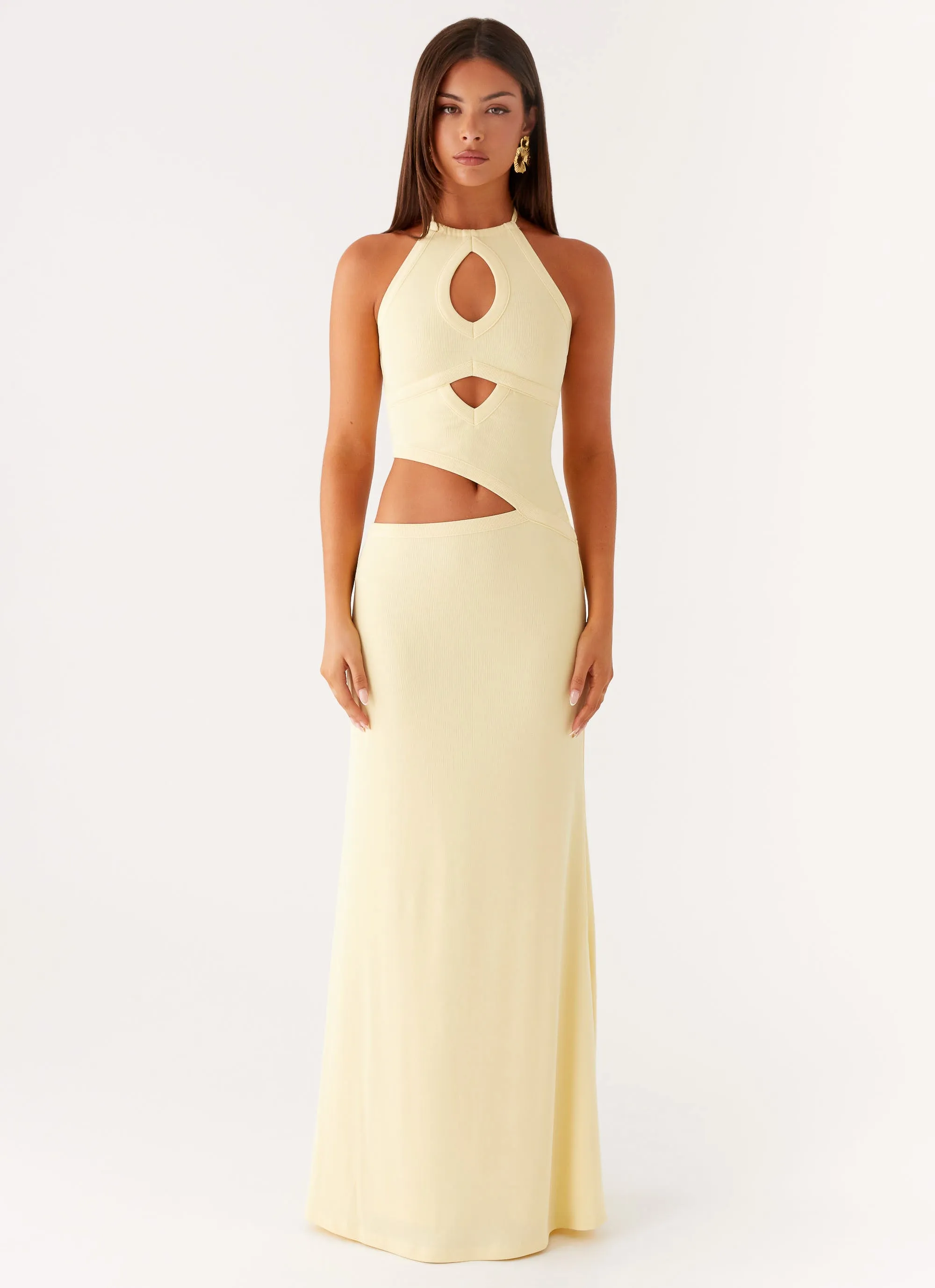 Daily Style Lanah Cut Out Maxi Dress - Yellow