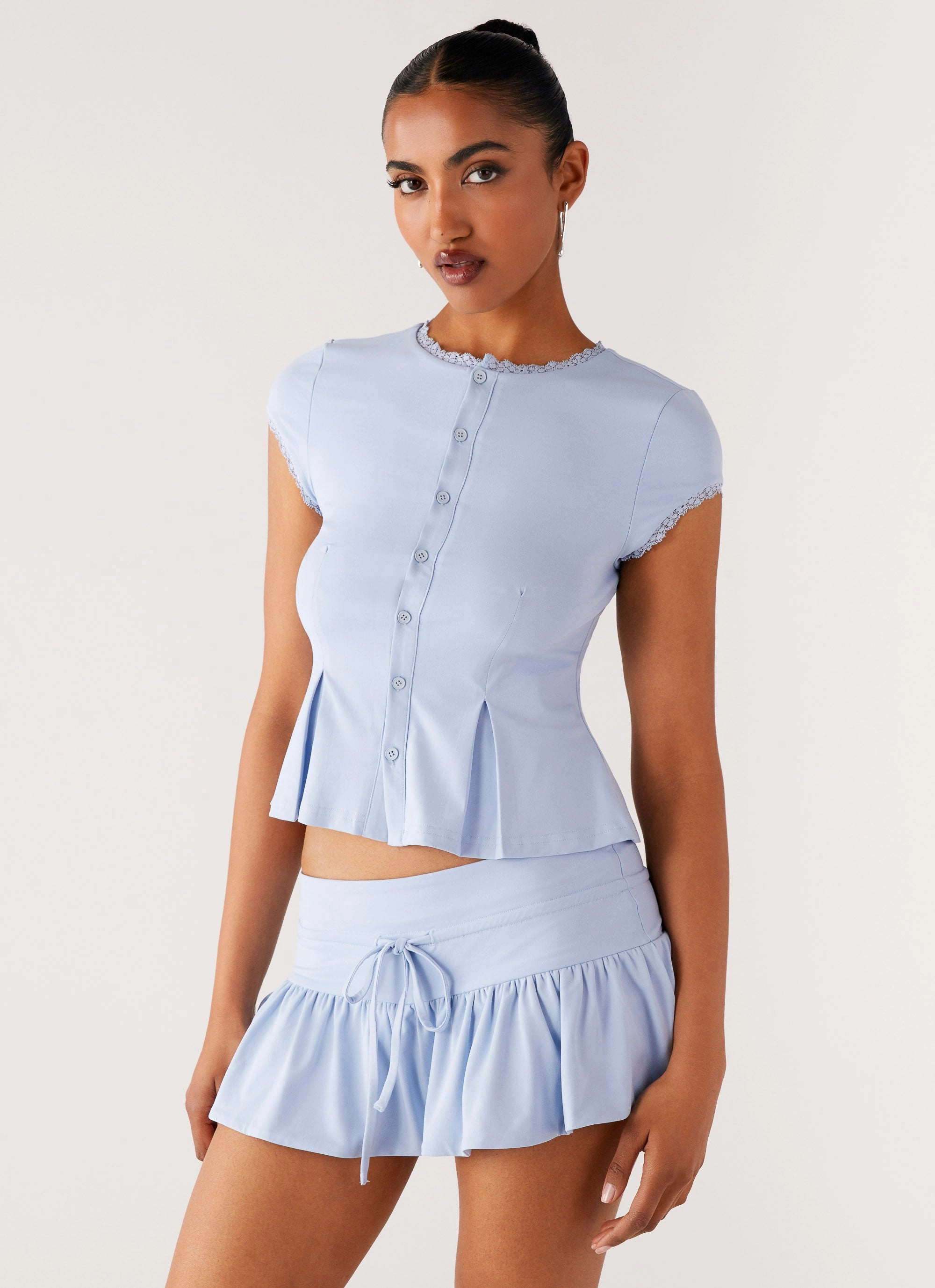 Stylish Jacket Landon Button Up Top - Blue