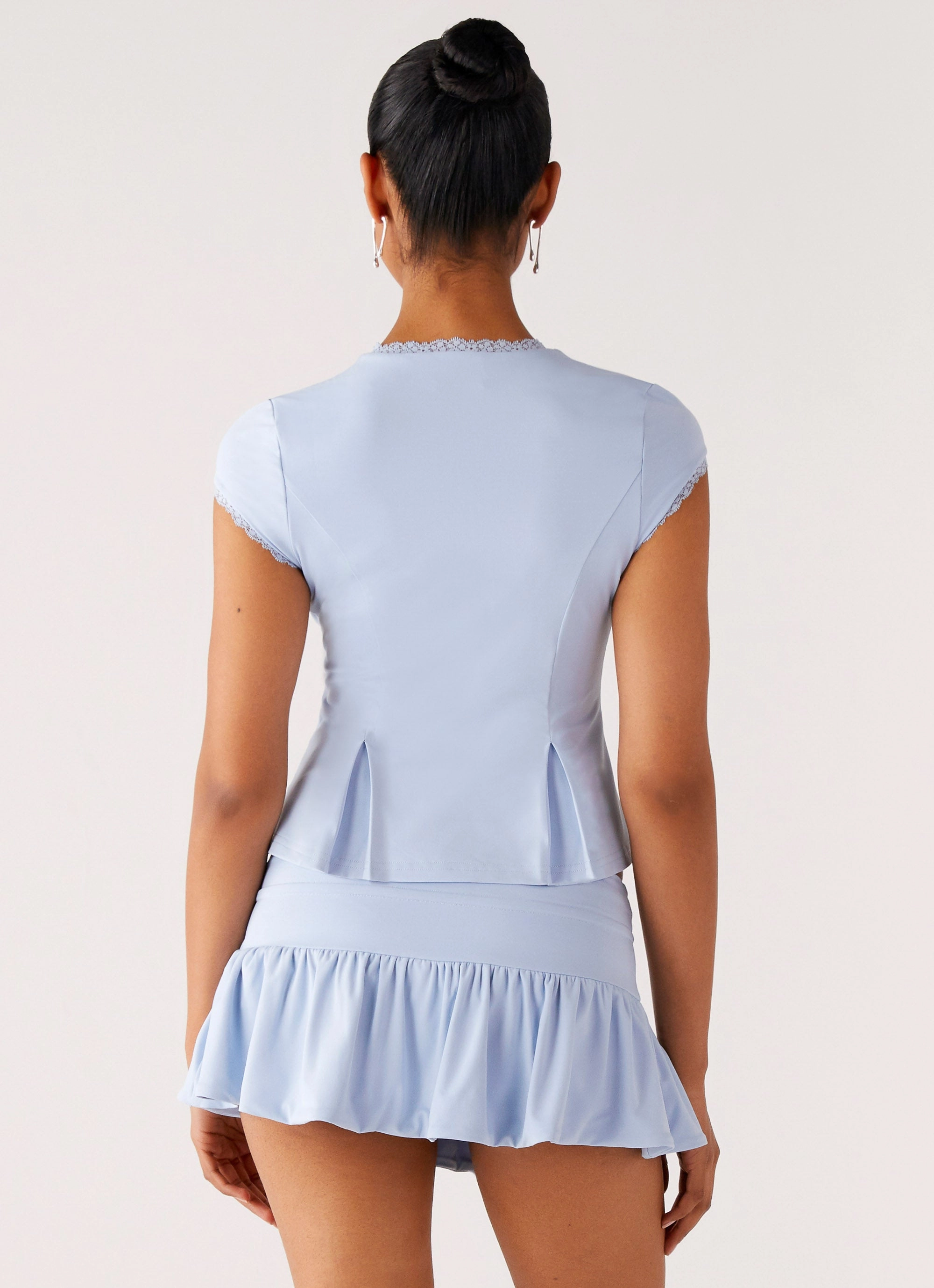 Landon Button Up Top - Blue Bound Seam Edges Timeless Cut