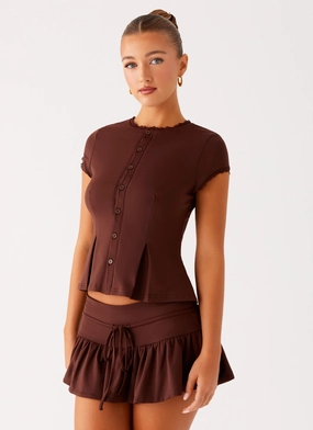 Landon Button Up Top - Chocolate Weatherproof Shell