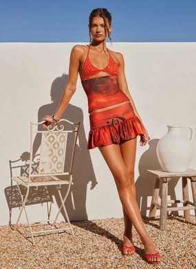 Double Layered Hem Landon Mini Skort - Scarlet Blur
