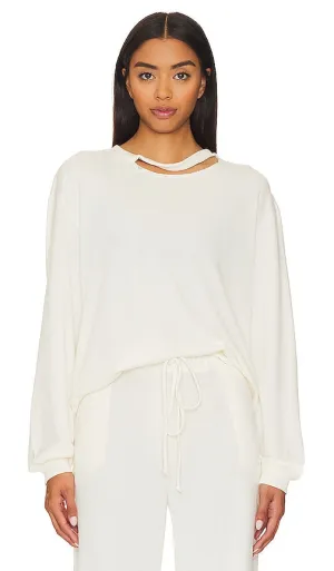 Lanston Porter Twist Neck Pullover Sweatshirt in Ivory