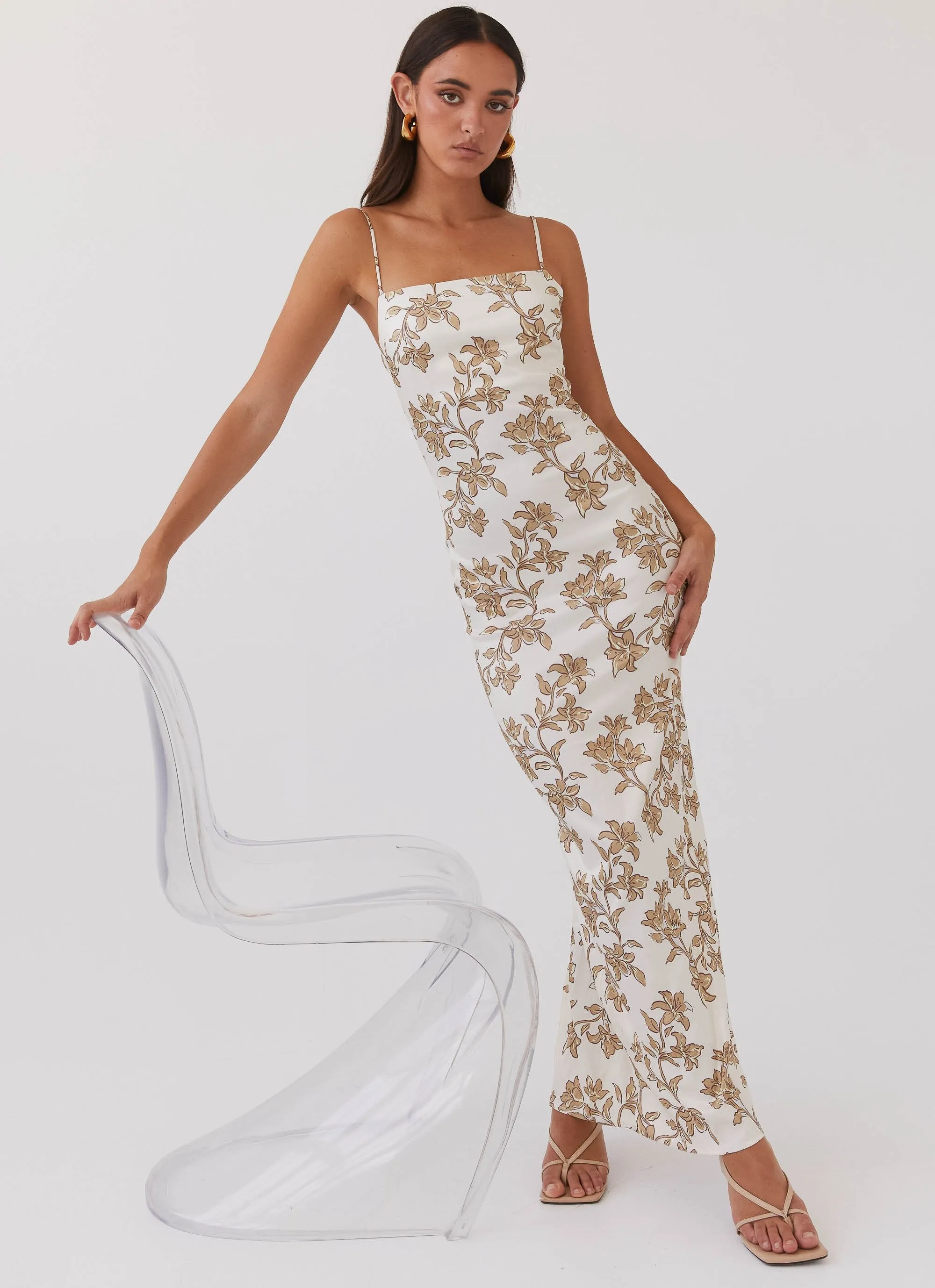 Polished Look Lara Satin Maxi Dress - Hazel Bloom