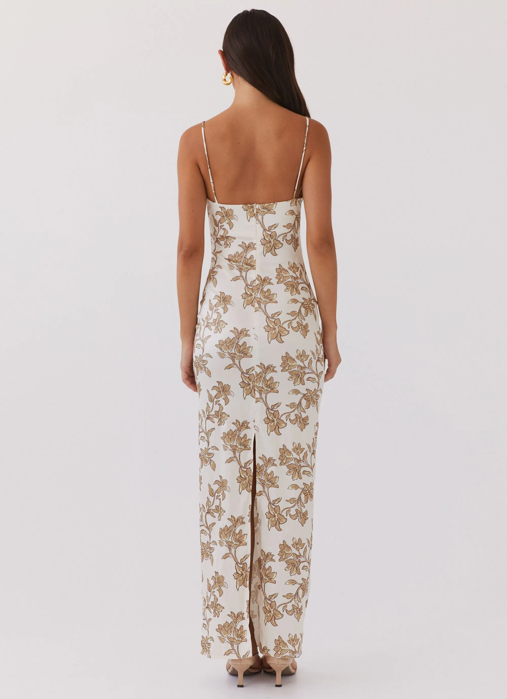 Lara Satin Maxi Dress - Hazel Bloom Sleek and Flattering
