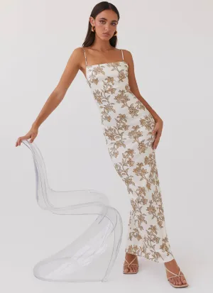 Polished Look Lara Satin Maxi Dress - Hazel Bloom