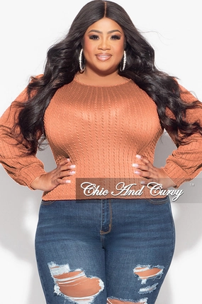 Final Sale Plus Size Knit Long sleeve Top in Rust Modern Layer Performance Design